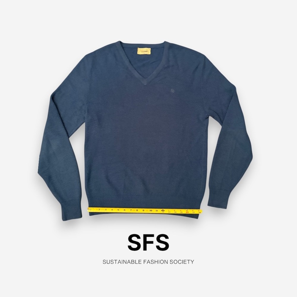 Vintage Christian Dior Monsieur V-Neck Sweater Blue Textured Knit XL USA Made - Picture 4 of 6